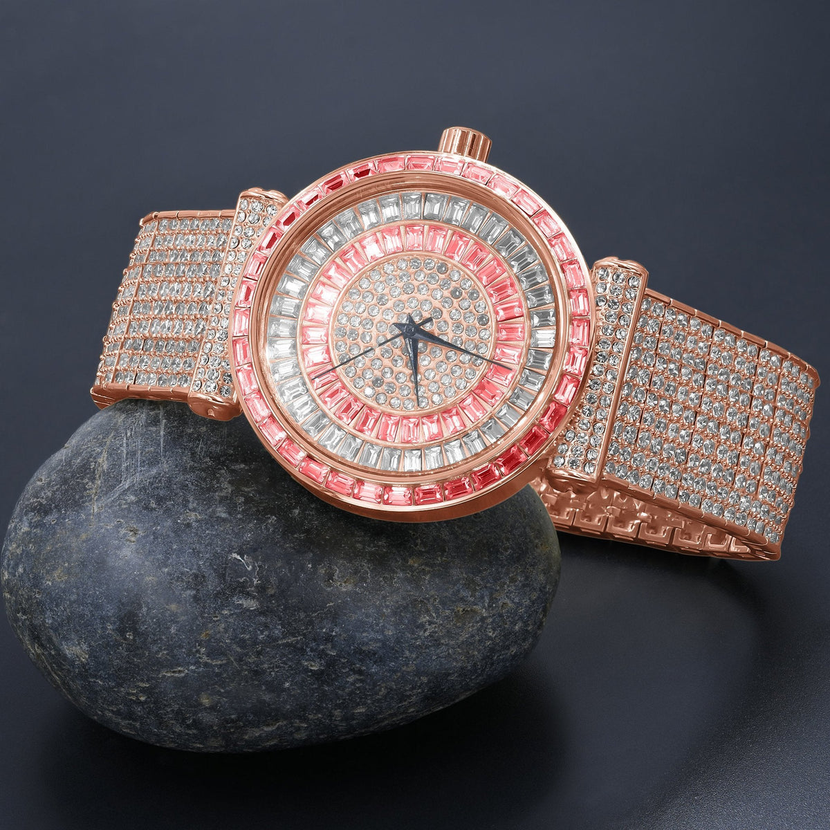 Foxy CZ Iced Out Rhodium Watch