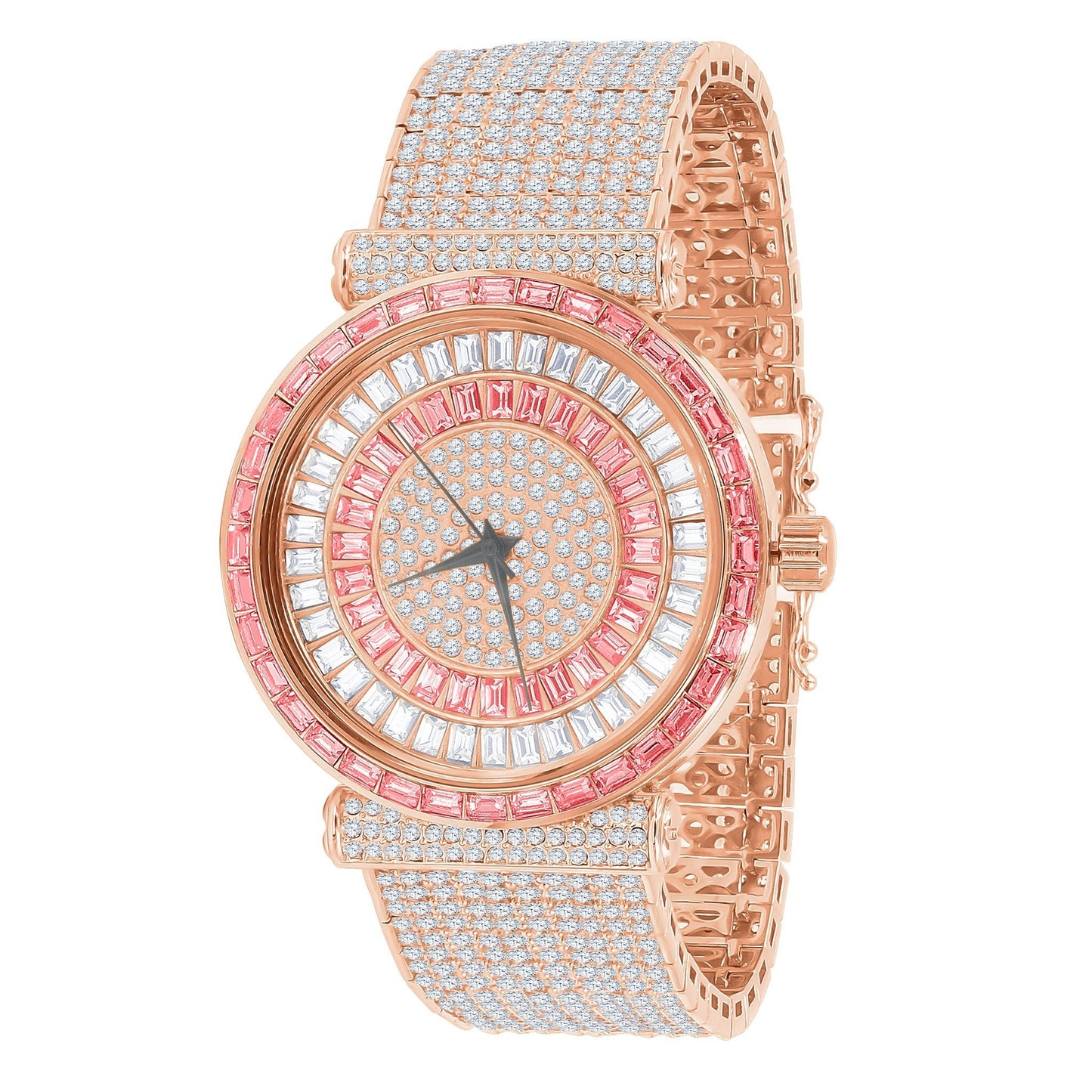 Foxy CZ Iced Out Rhodium Watch