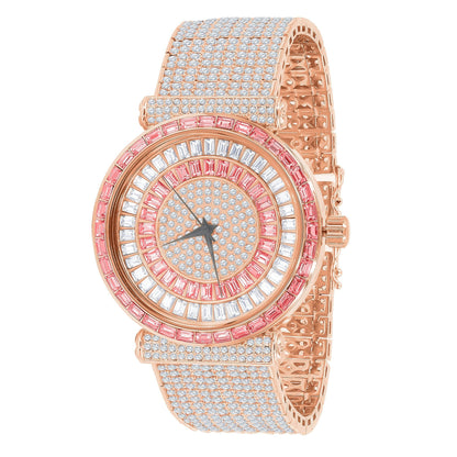 Foxy CZ Iced Out Rhodium Watch