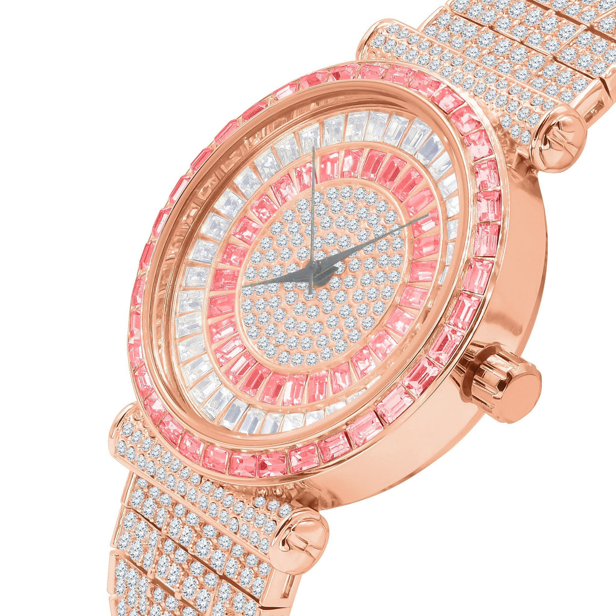 Foxy CZ Iced Out Rhodium Watch