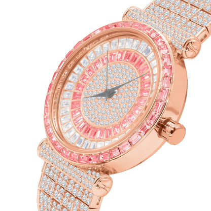 Foxy CZ Iced Out Rhodium Watch
