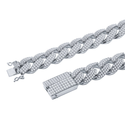 18MM CZ Cuban Link Chain | Brass Prong Set | 18"-24"