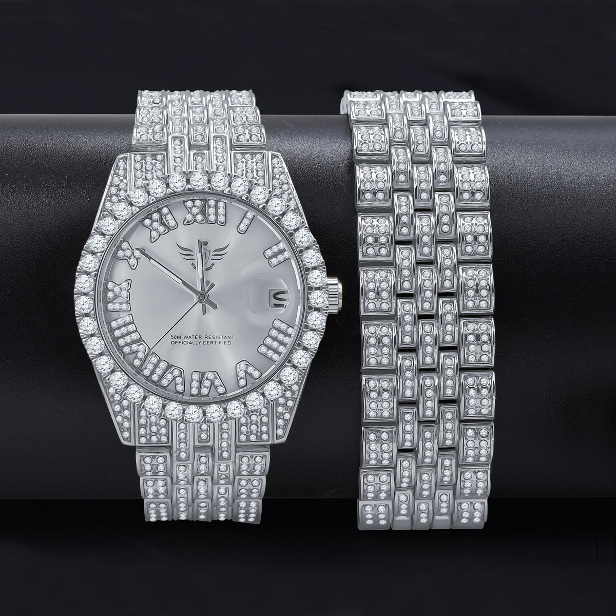 Bling Master CZ Stone Watch & Bracelet Set