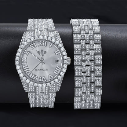 Bling Master CZ Stone Watch & Bracelet Set