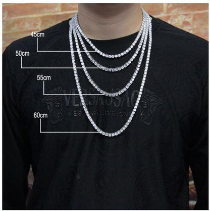 4MM CZ Tennis Chain Necklace | Brass Prong Set | 16"-30"