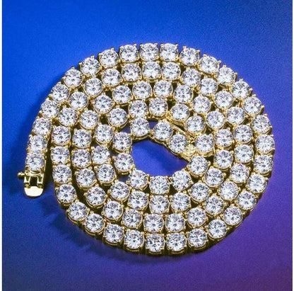 4MM CZ Tennis Chain Necklace | Brass Prong Set | Style 2