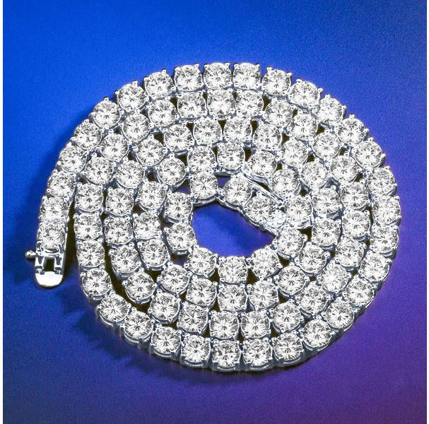 4MM CZ Tennis Chain Necklace | Brass Prong Set | 16"-30"