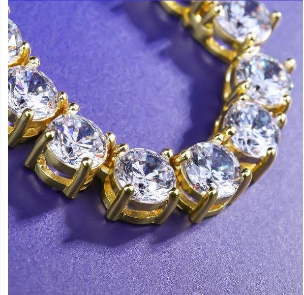4MM CZ Tennis Chain Necklace | Brass Prong Set | Style 2
