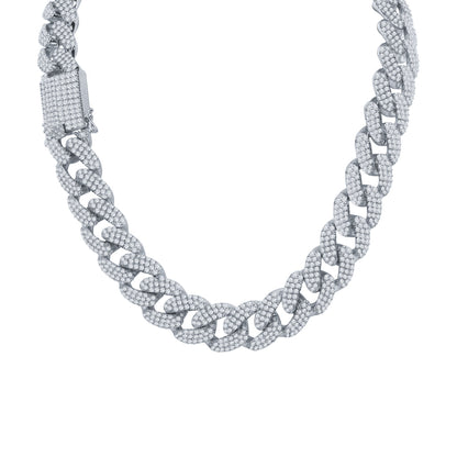 18MM CZ Cuban Link Chain | Brass Prong Set | 18"-24"