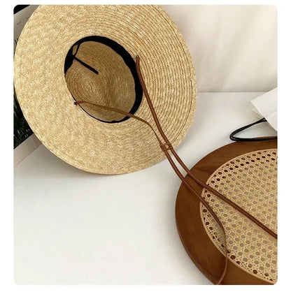 Belt Strap Wide Brim Straw Panama Sun Hat