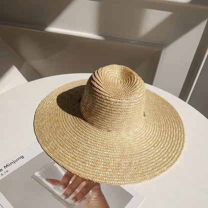 Belt Strap Wide Brim Straw Panama Sun Hat