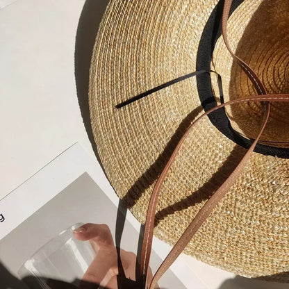 Belt Strap Wide Brim Straw Panama Sun Hat