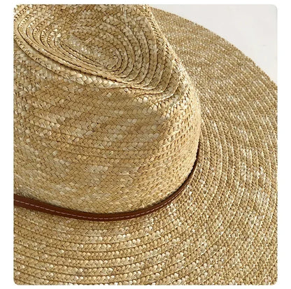 Belt Strap Wide Brim Straw Panama Sun Hat