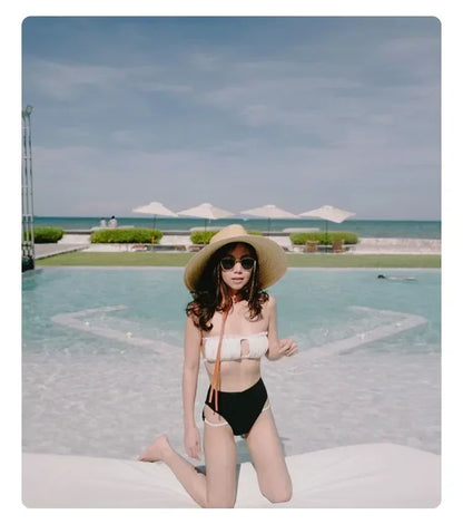 Belt Strap Wide Brim Straw Panama Sun Hat