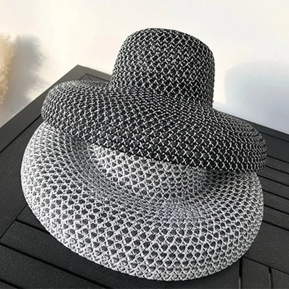 Vintage Wide Brim Patchwork Straw Sun Hat
