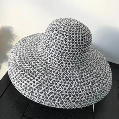 Vintage Wide Brim Patchwork Straw Sun Hat