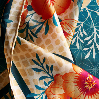 Desert Poppy Silk Scarf - Classic Size