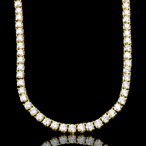 4MM CZ Tennis Chain Necklace | Brass Prong Set | Style 2