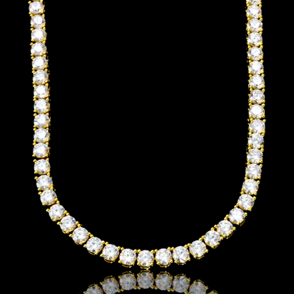 4MM CZ Tennis Chain Necklace | Brass Prong Set | Style 2