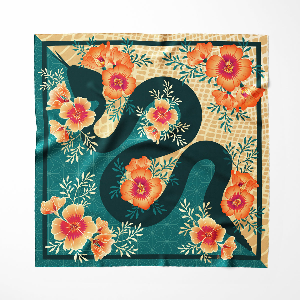 Desert Poppy Silk Scarf - Classic Size