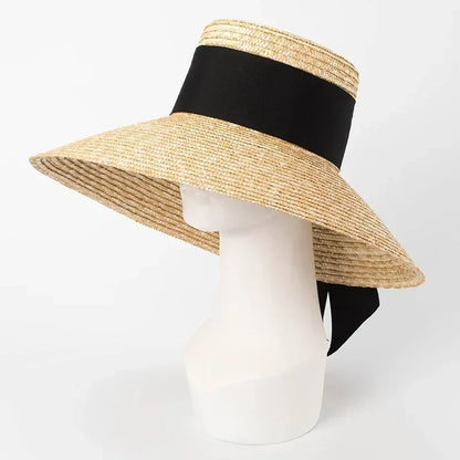 Hepburn Style Wide Brim Straw Sun Hat