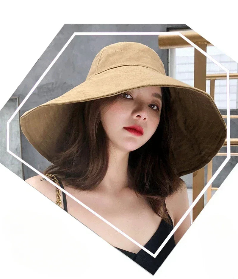 Japanese Big Brim Foldable Cotton Sun Hat