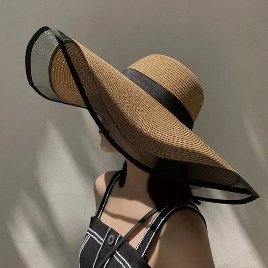 Foldable Wide Brim Straw Bucket Sun Hat