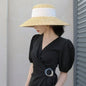 Hepburn Style Wide Brim Straw Sun Hat