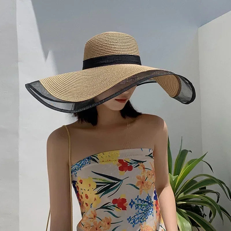 Foldable Wide Brim Straw Bucket Sun Hat
