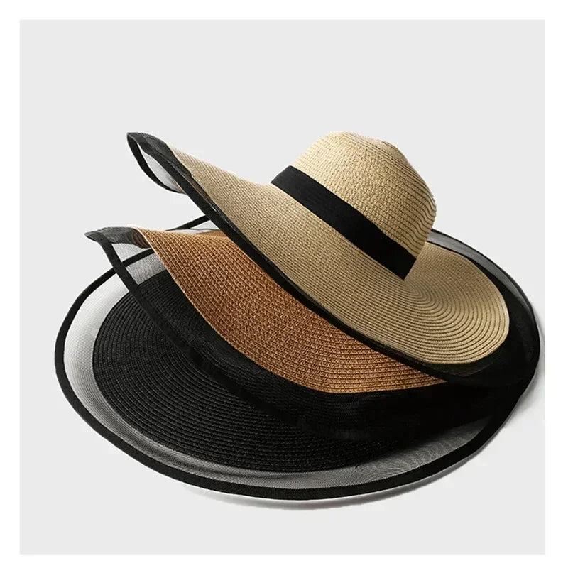 Foldable Wide Brim Straw Bucket Sun Hat