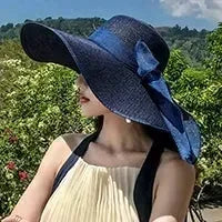 Foldable Wide Brim Straw Bucket Sun Hat