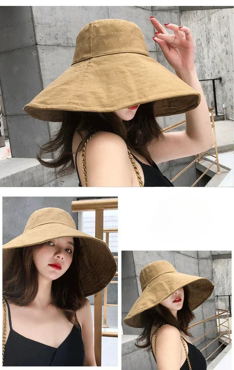 Japanese Big Brim Foldable Cotton Sun Hat