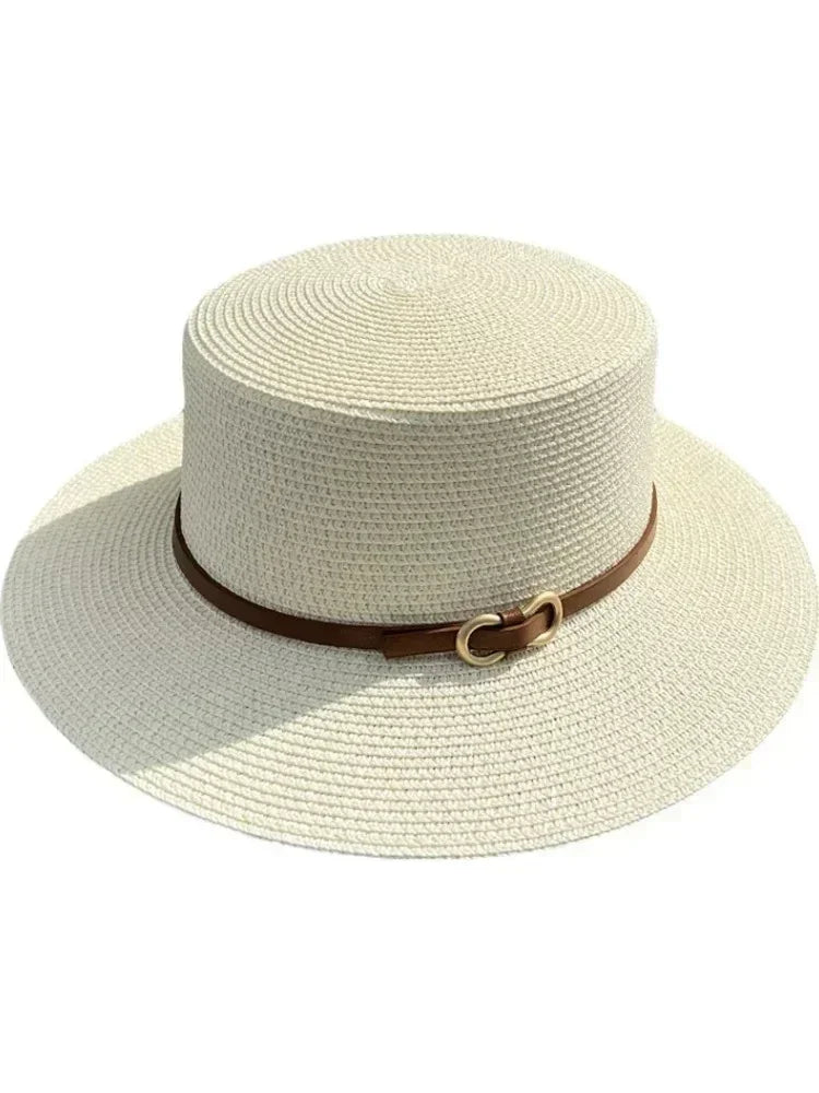 Bowknot Flat Brim Straw Panama Sun Hat