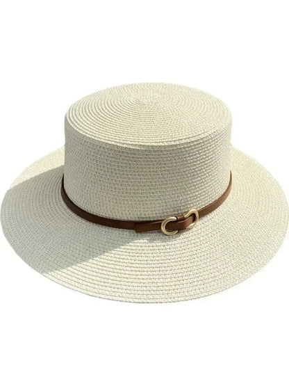 Bowknot Flat Brim Straw Panama Sun Hat