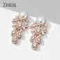 Crystal Leaf CZ Dangle Earrings
