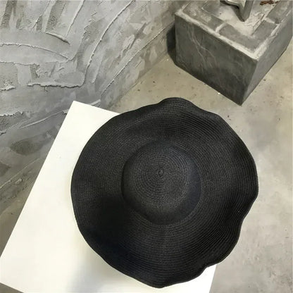 Foldable Wide Brim Straw Bucket Sun Hat