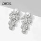 Crystal Leaf CZ Dangle Earrings