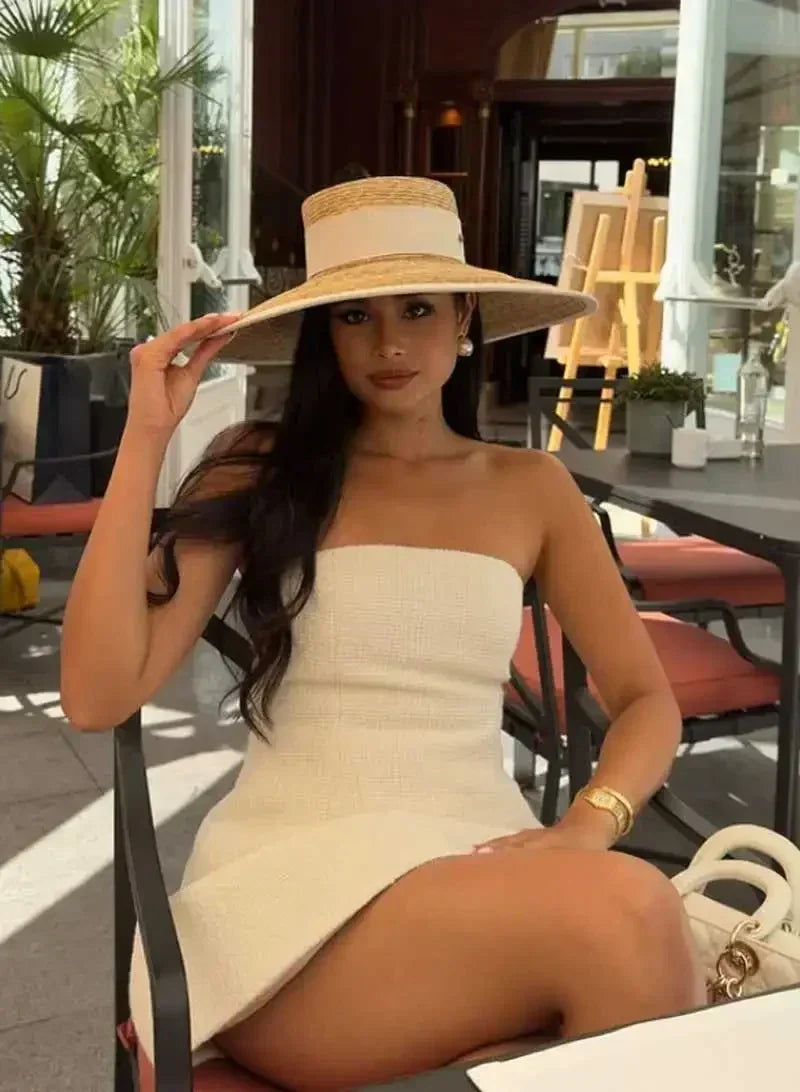 Hepburn Style Wide Brim Straw Sun Hat