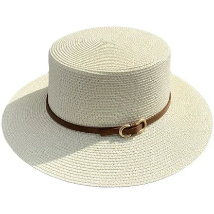 Bowknot Flat Brim Straw Panama Sun Hat
