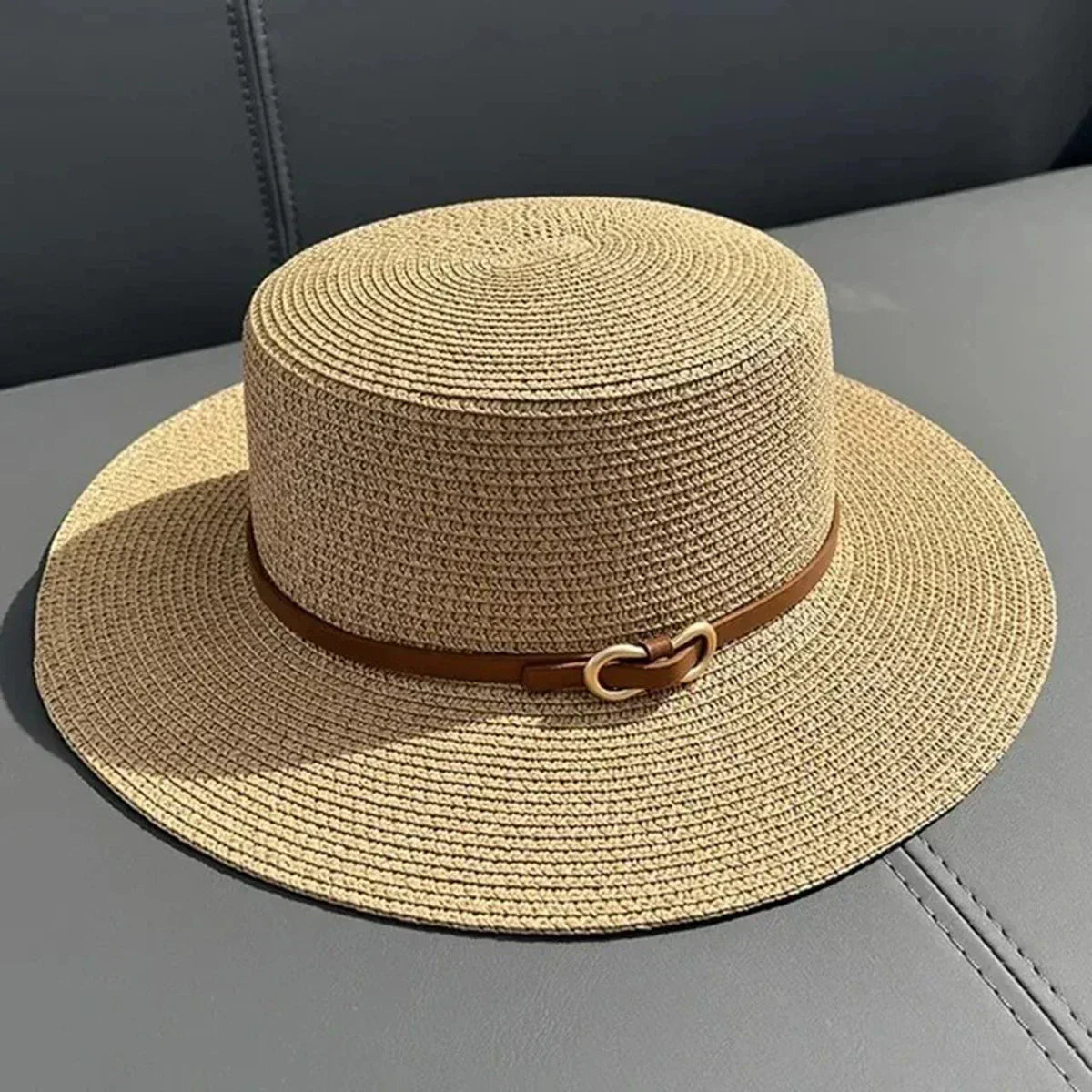 Bowknot Flat Brim Straw Panama Sun Hat
