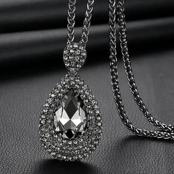 Gray Crystal Choker Necklace