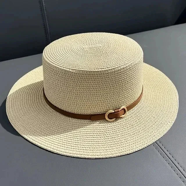 Bowknot Flat Brim Straw Panama Sun Hat