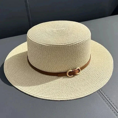 Bowknot Flat Brim Straw Panama Sun Hat