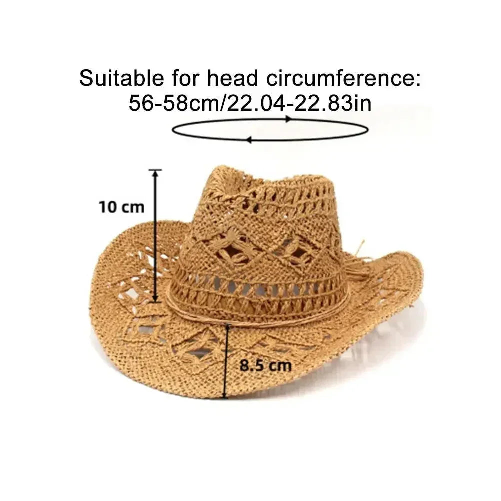 Hand-Woven Western Cowboy Straw Hat
