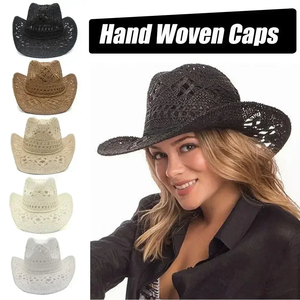 Hand-Woven Western Cowboy Straw Hat