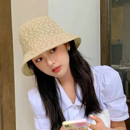 Korean Hollow Knit Crochet Bucket Hat