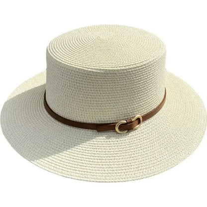 Bowknot Flat Brim Straw Panama Sun Hat