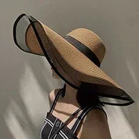 Foldable Wide Brim Straw Bucket Sun Hat