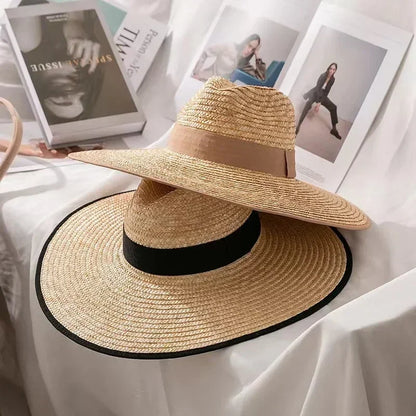 Belt Strap Wide Brim Straw Panama Sun Hat