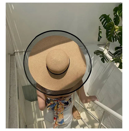 Foldable Wide Brim Straw Bucket Sun Hat